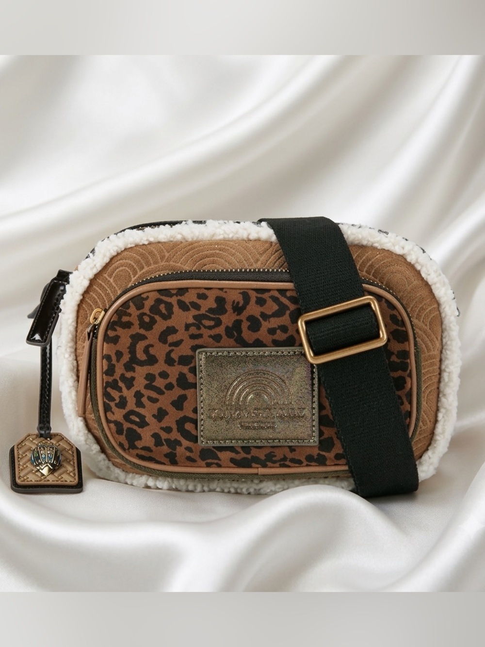 NWT Southbank Leopard Suede and Shearling Camera Crossbody Bag